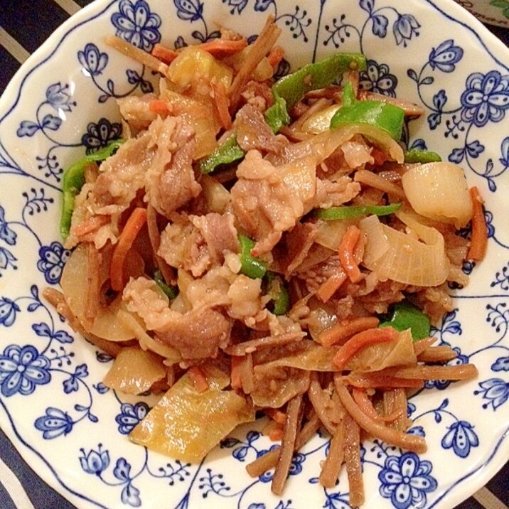 きんぴらゴボウリメイク☆牛肉と野菜炒め